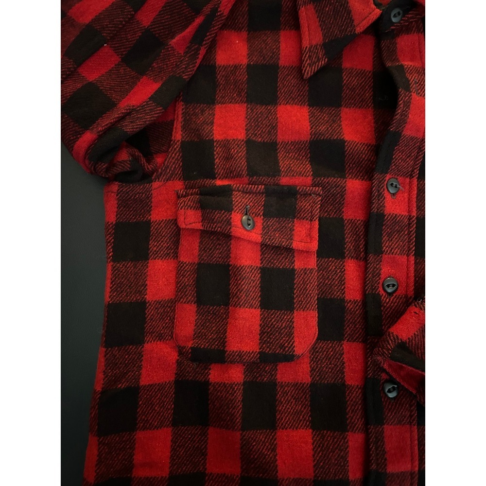 Vintage Sportclad JC Penney Buffalo Plaid Flannel Shirt Red Black L (1210) - Picture 7 of 16